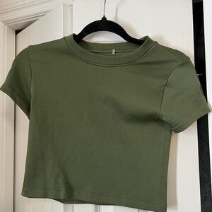 Dynamite Olive Green Ribbed Top
